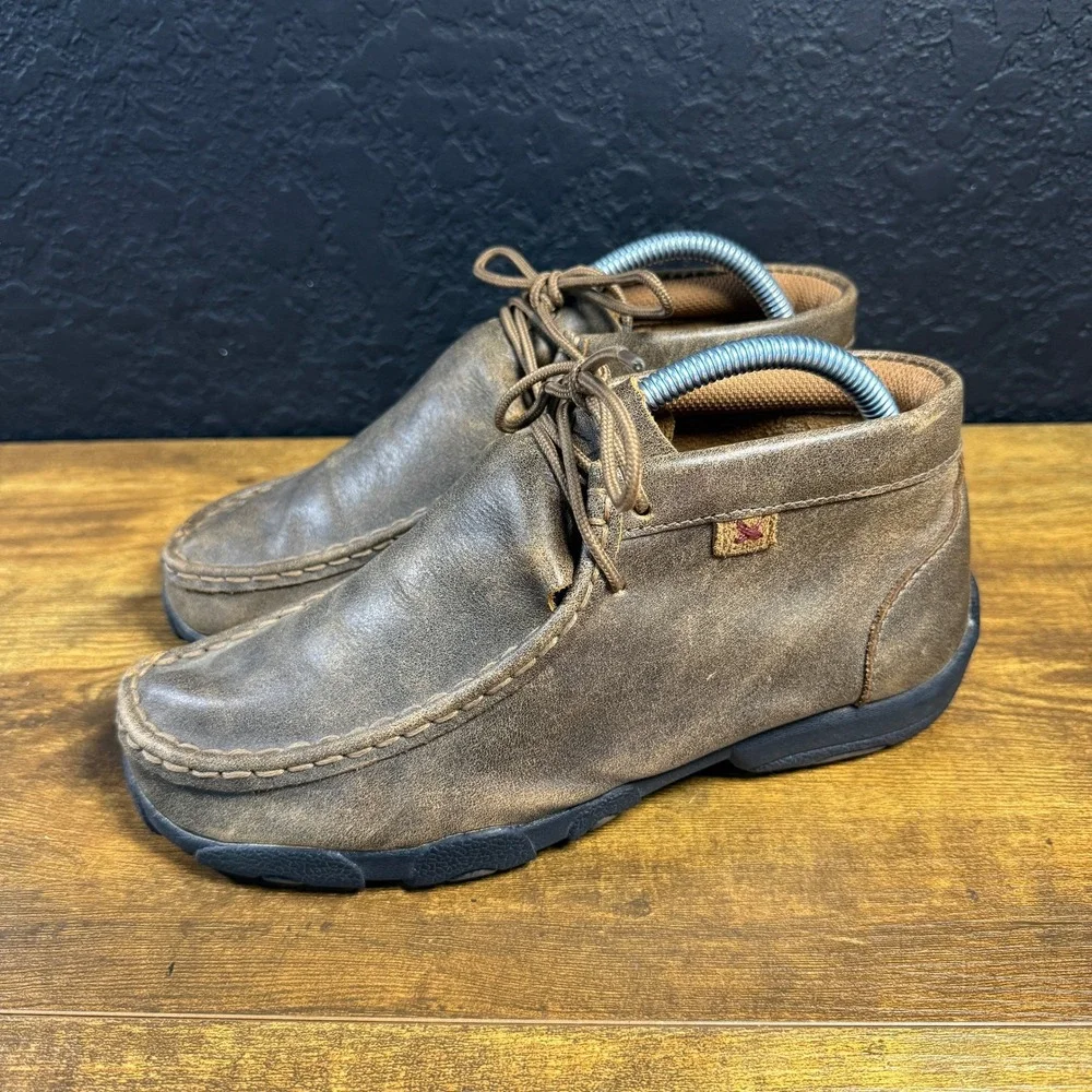 Twisted X Driving Moc‎ YDM0001 Brown Leather Casual Shoes Youth 4M